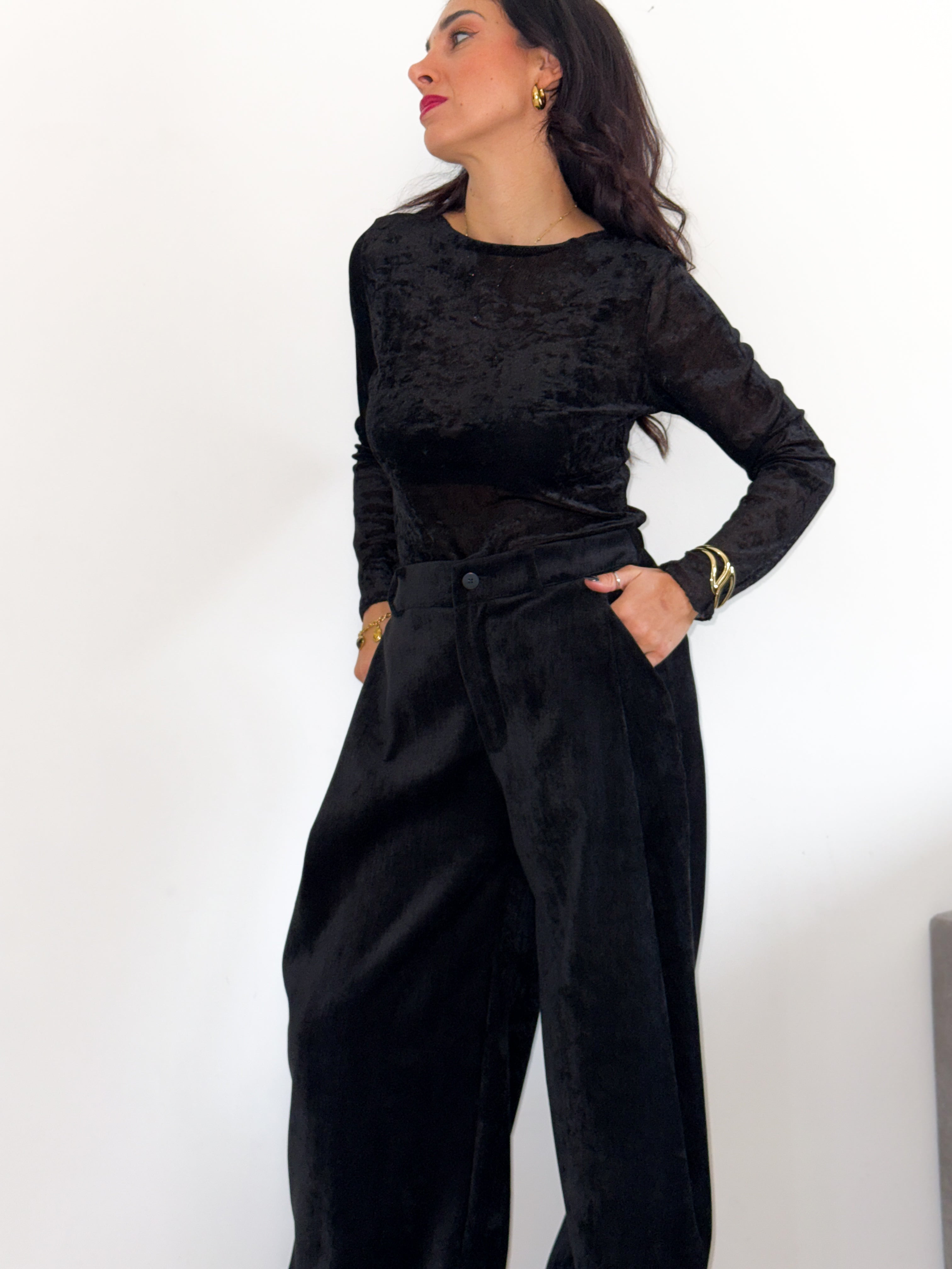 Pantalone baggy velluto
