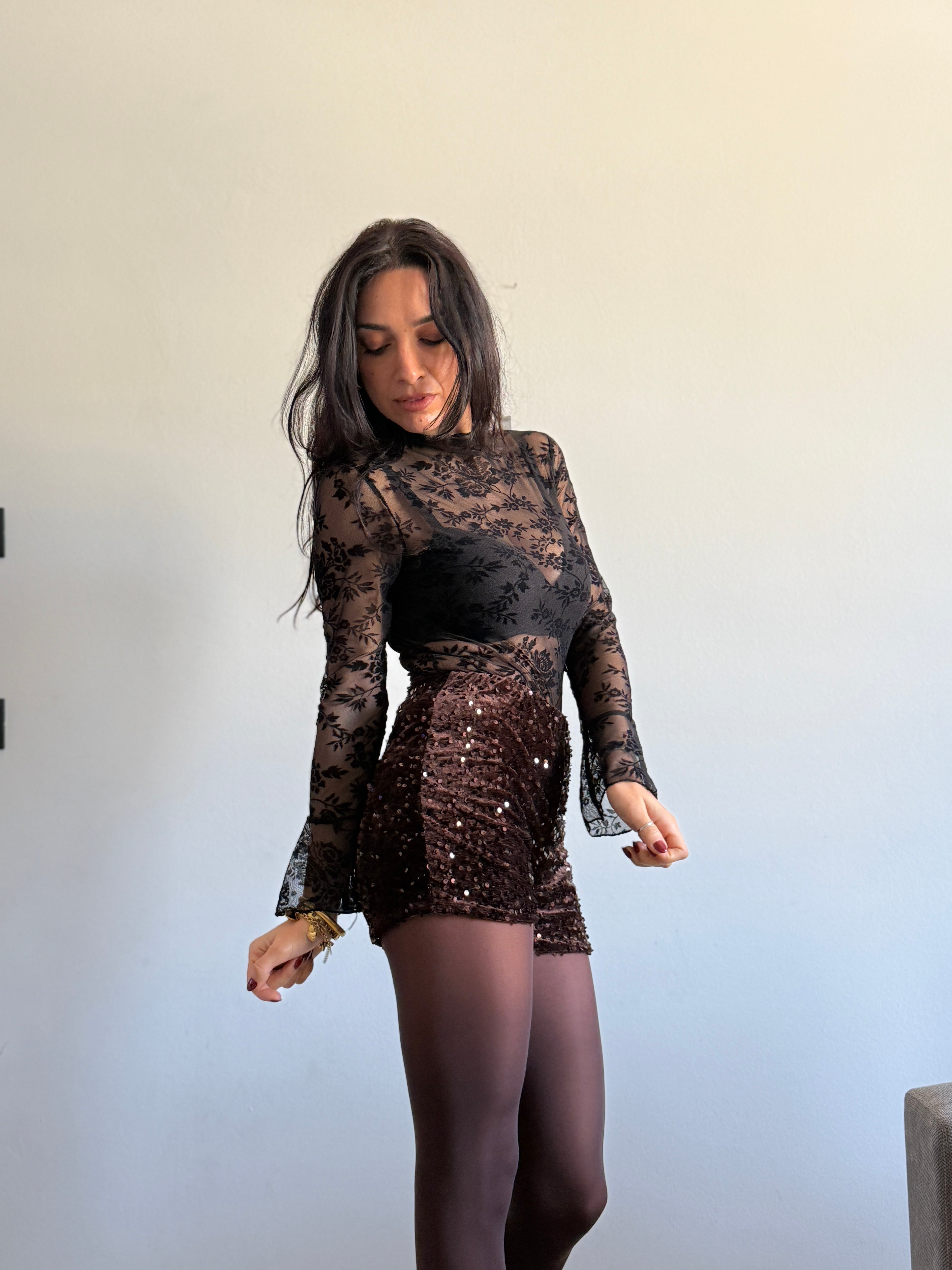 Shorts velluto e paillettes