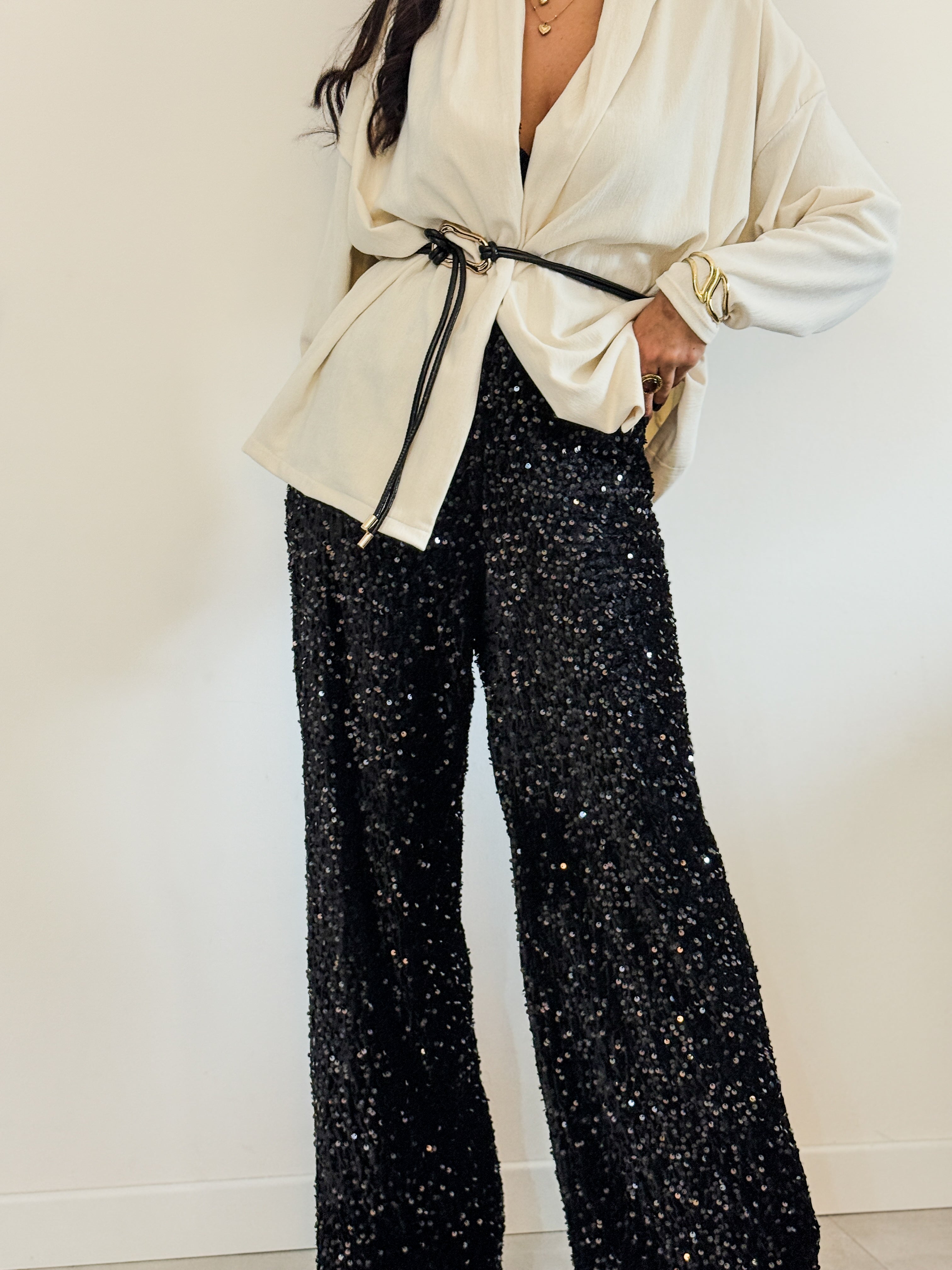 Pantalone palazzo paillettes