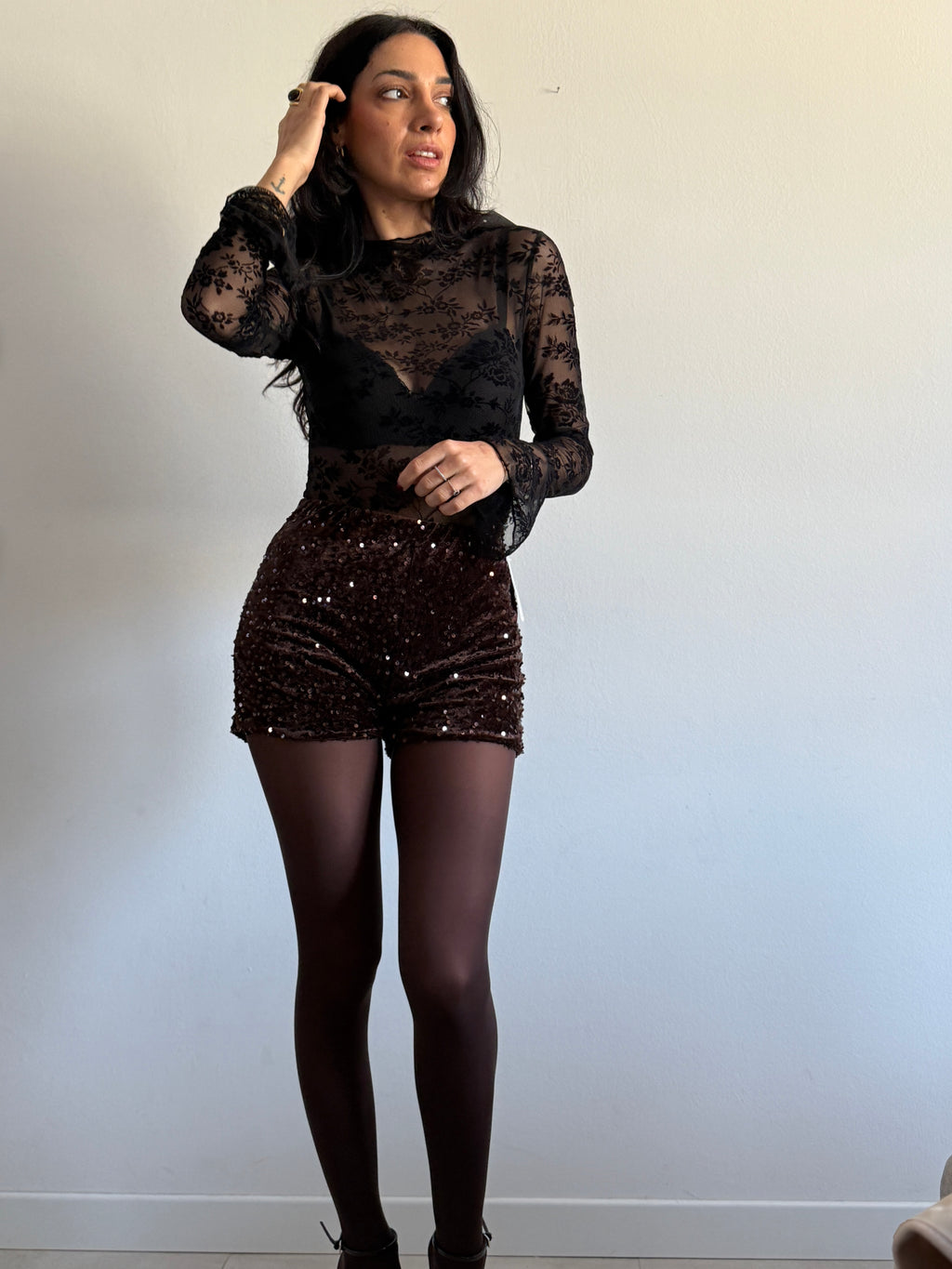 Shorts velluto e paillettes