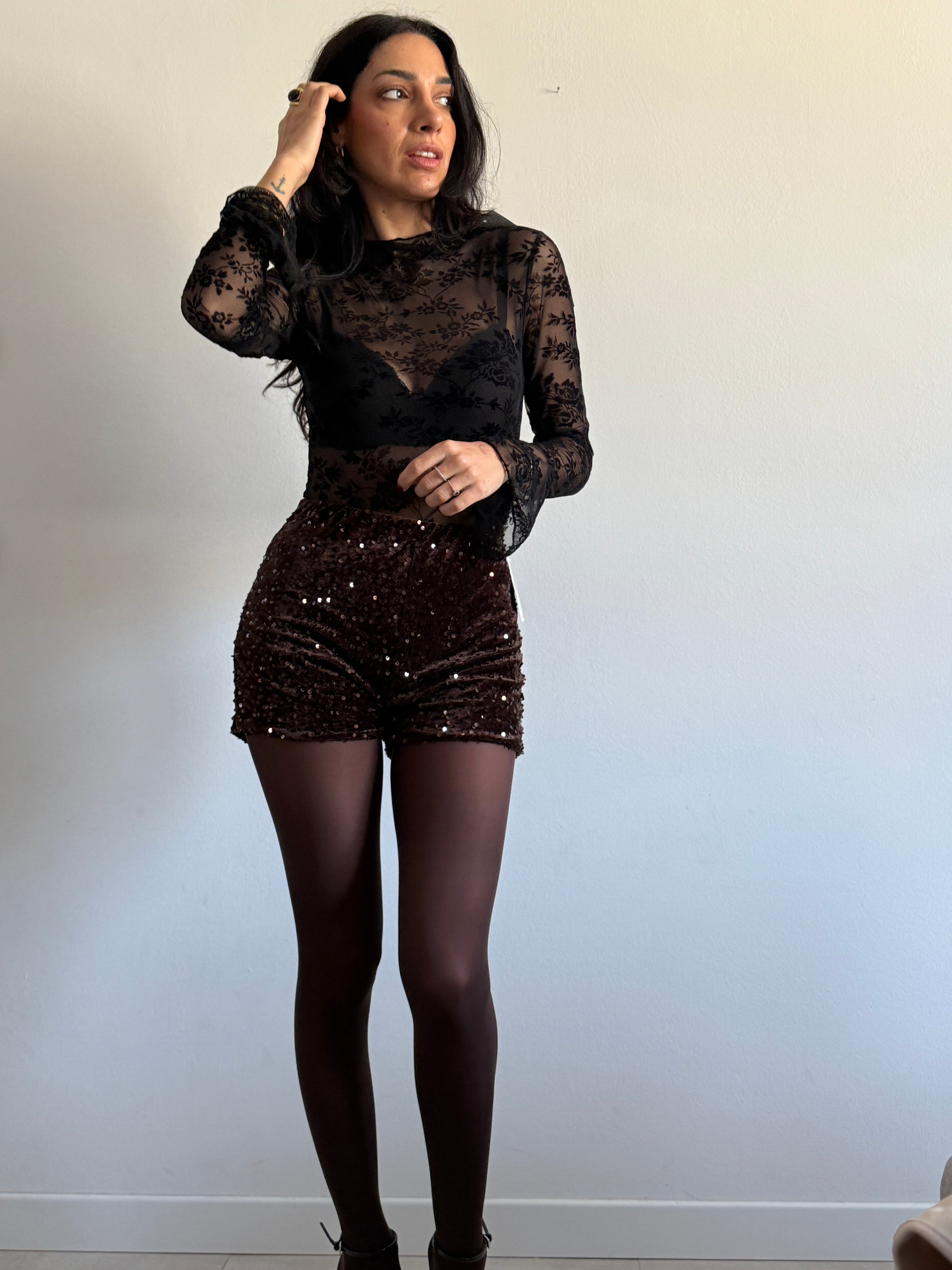 Shorts velluto e paillettes