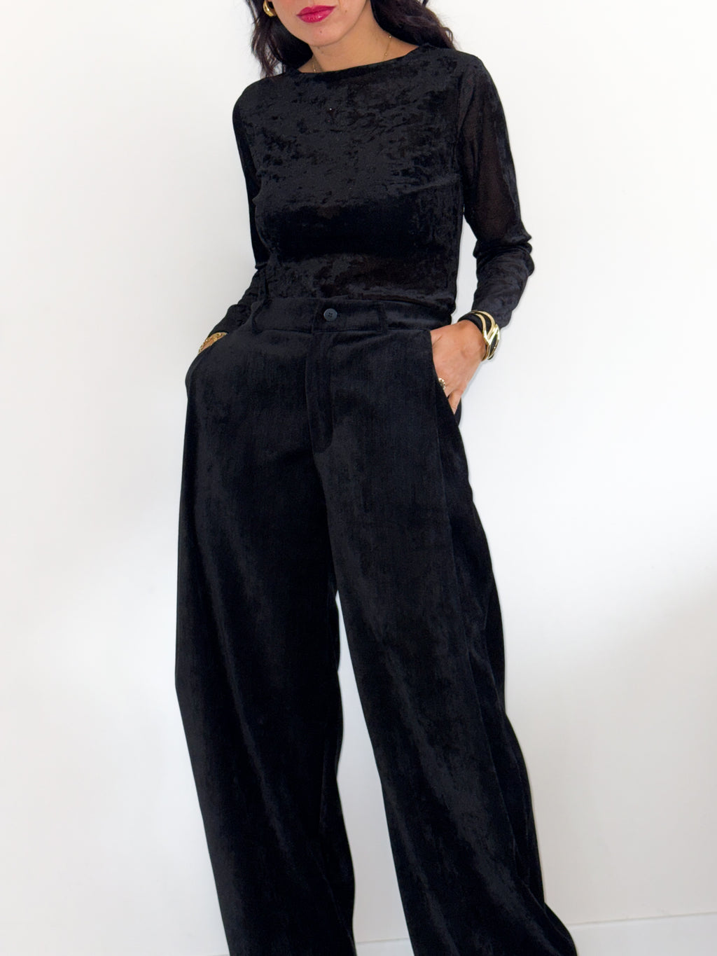 Pantalone baggy velluto