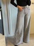 Jeans strass wide leg