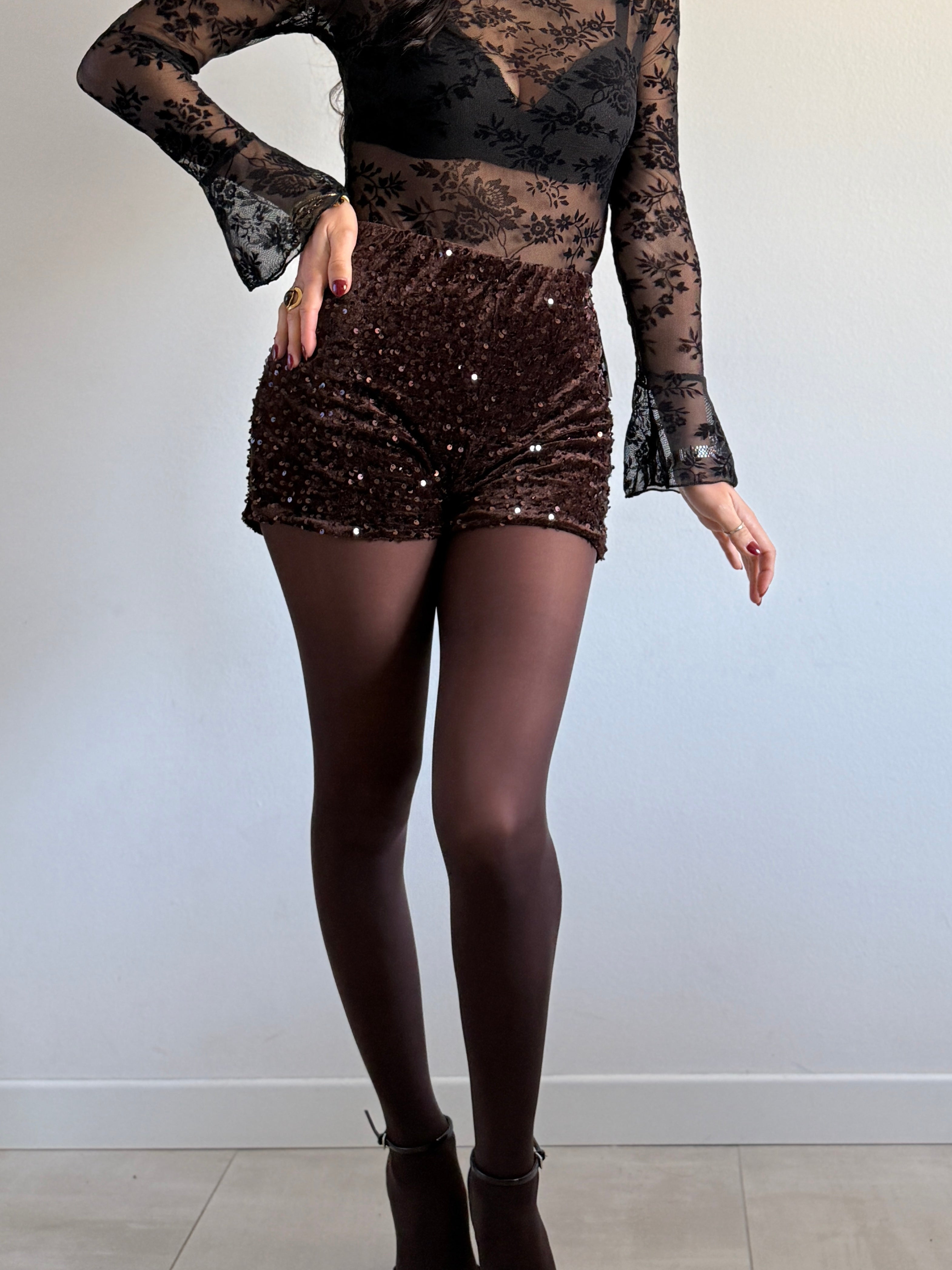 Shorts velluto e paillettes