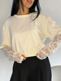 T-shirt maniche pizzo a polsino